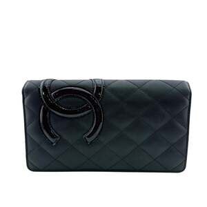 CHANEL Authentic Black Logo Wallet